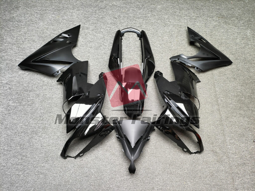 Kawasaki Ninja 650R 2009 - 2011 Gloss & Matte Black ABS fairings - custom motorcycle bodywork kit by Monster Fairings