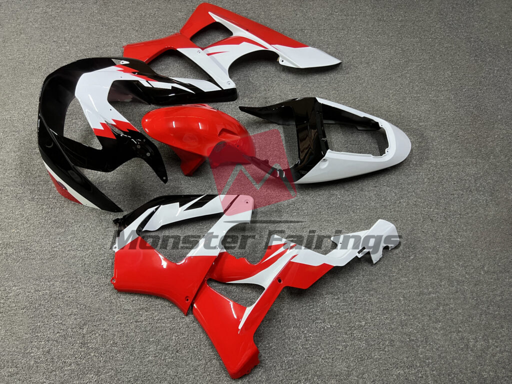 Honda CBR929RR custom ABS fairings 2000 - 2001 in Gloss White, Red & Black - durable replacement kit, Monster Fairings