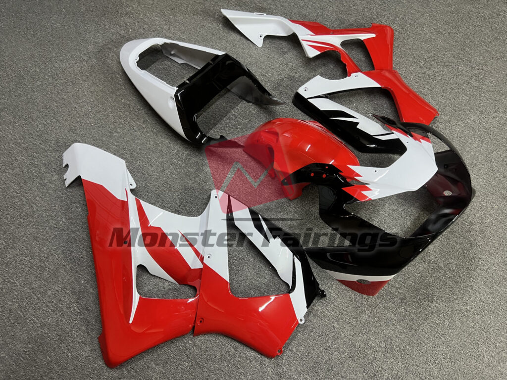 2000 - 2001 Honda CBR929RR Gloss White, Red & Black fairing set - ABS injection, custom painted by Monster Fairings