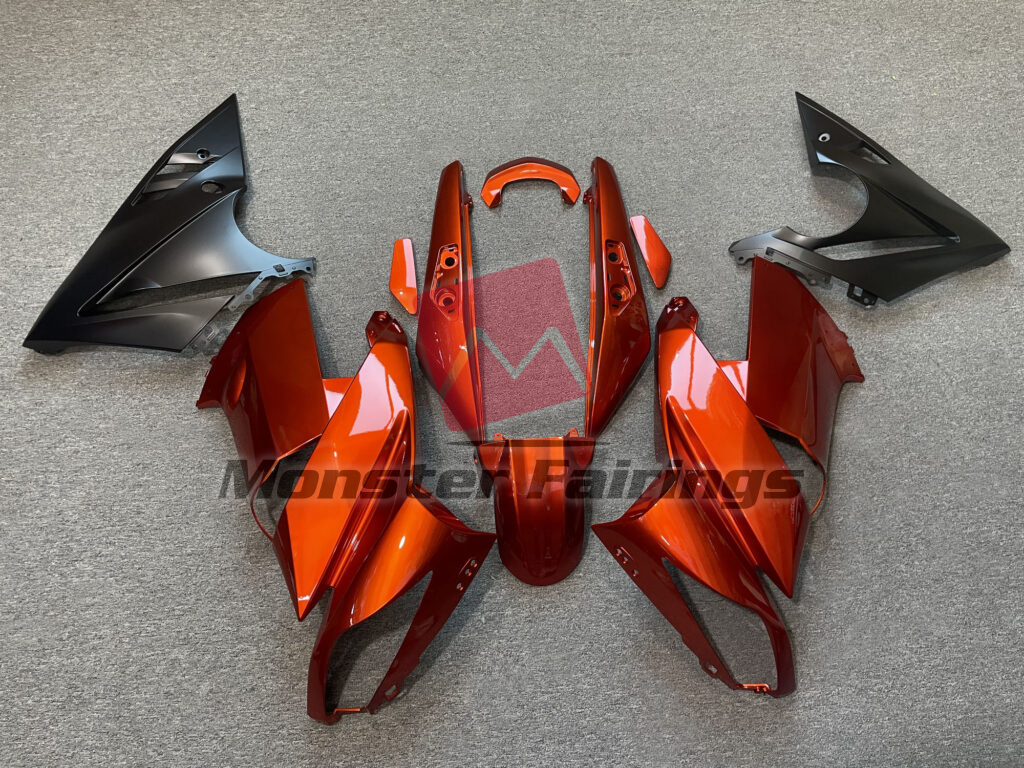Kawasaki Ninja 650R 2009 - 2011 Gloss Burnt Orange & Matte Black ABS fairings - custom motorcycle bodywork kit by Monster Fairings