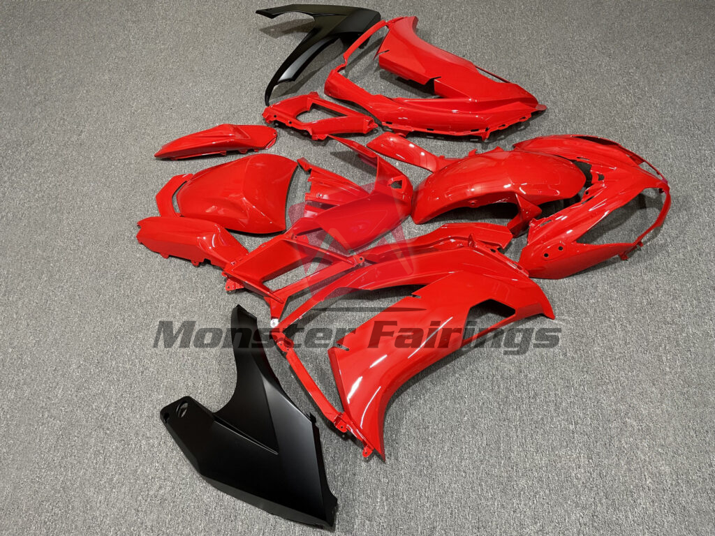 2012 - 2014 Kawasaki ER6F Gloss Red & Matte Black fairing set - ABS injection, custom painted by Monster Fairings