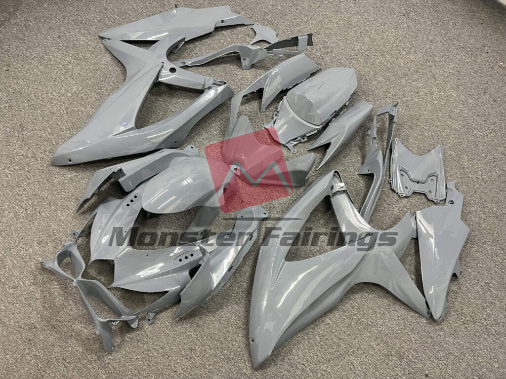 Gloss Light Nardo Gray ABS fairings for Suzuki GSXR 600 - 750 2008 - 2010 - premium OEM fit kit by Monster Fairings
