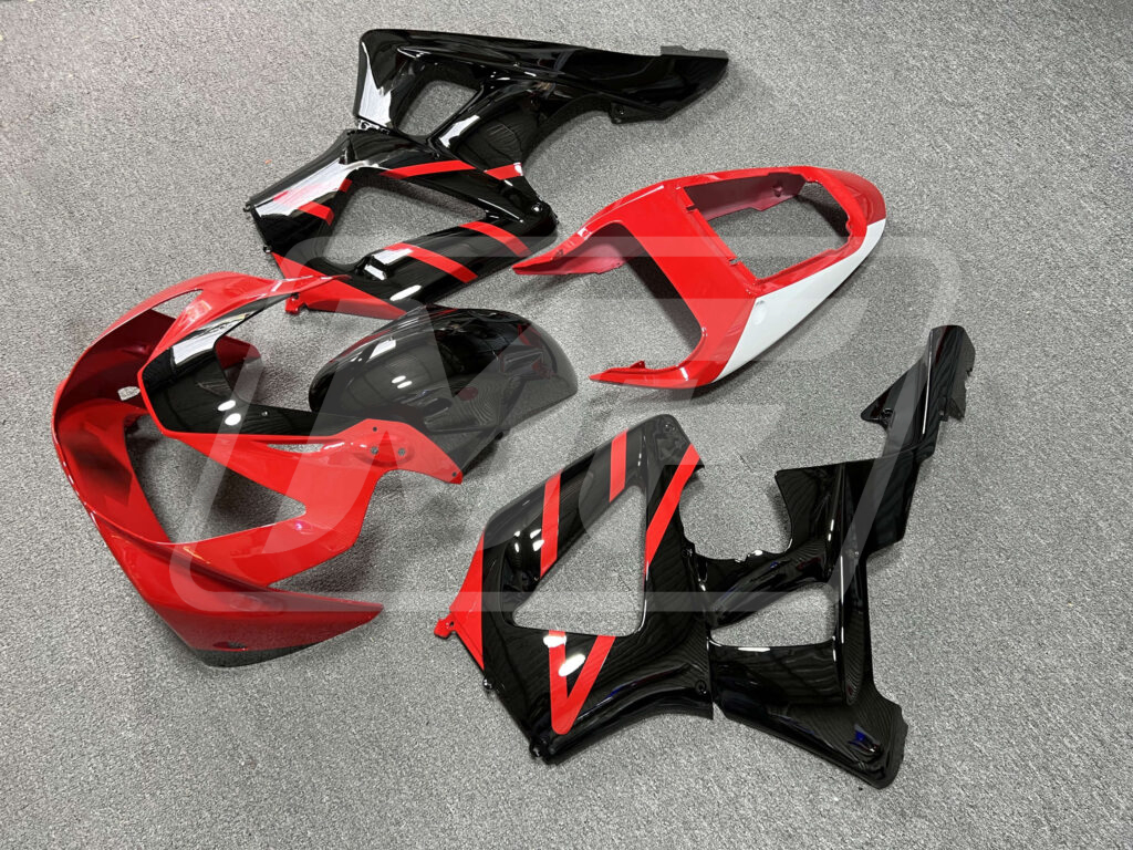 2000 - 2001 Honda CBR929 Gloss Red & Black with White fairing set - ABS injection, custom painted by Monster Fairings