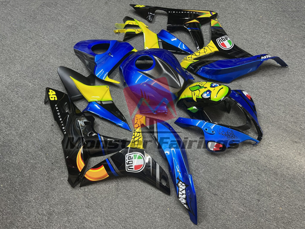 Blue & Yellow Shark ABS fairings for Honda CBR600RR 2007 - 2008 - premium OEM fit kit by Monster Fairings