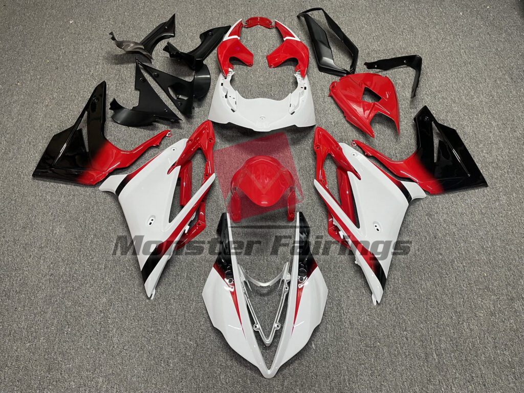 Triumph Daytona 675 2013 - 2017 Gloss White & Red ABS fairings - custom motorcycle bodywork kit by Monster Fairings