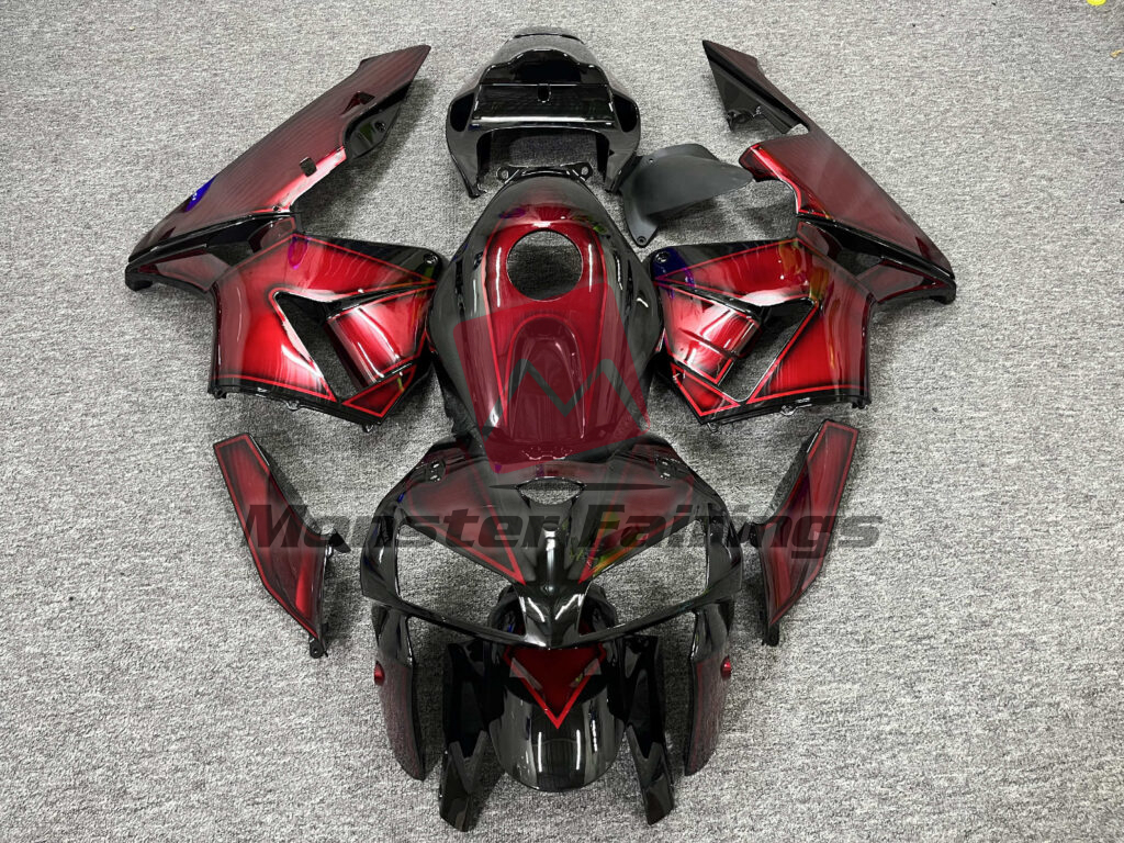 Honda CBR600RR 2005 - 2006 Gloss Black & Candy Red ABS fairings - custom motorcycle bodywork kit by Monster Fairings