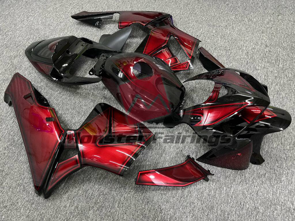 Honda CBR600RR custom ABS fairings 2005 - 2006 in Gloss Black & Candy Red - durable replacement kit, Monster Fairings