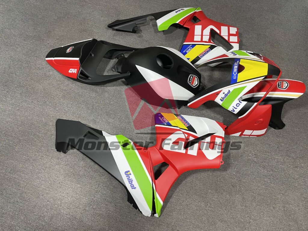 2005 - 2006 Honda CBR600RR Matte White & Red Givi fairing set - ABS injection, custom painted by Monster Fairings