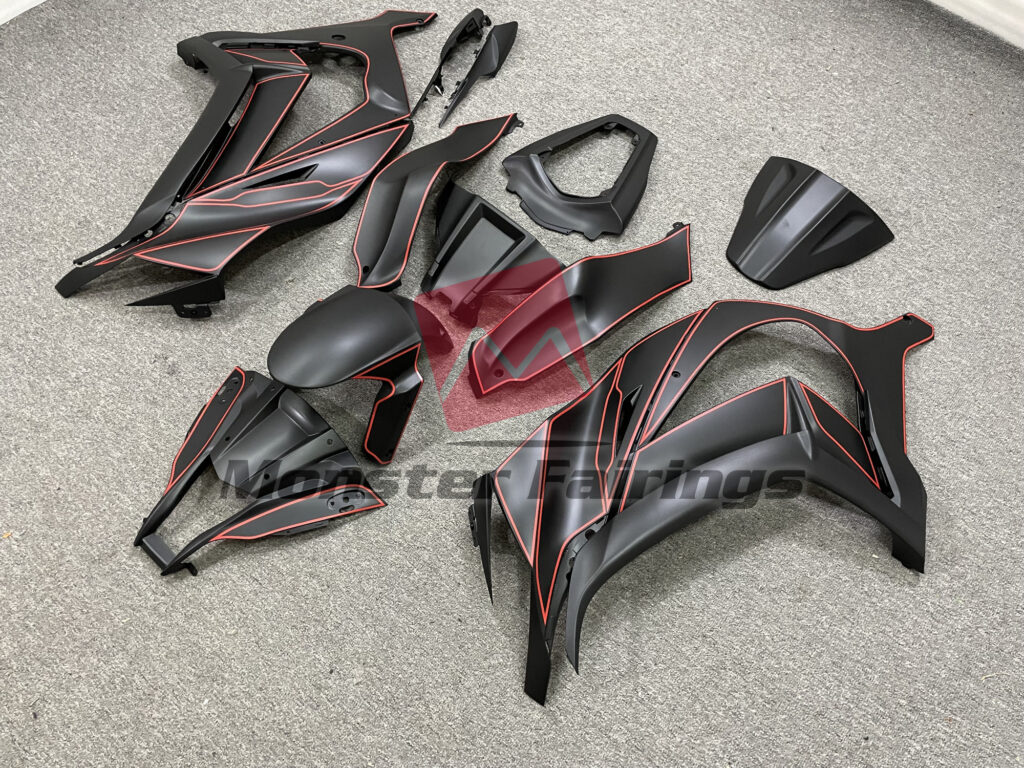 Matte Black and Red ABS fairings for Kawasaki ZX10R 2011 - 2015 - premium OEM fit kit by Monster Fairings