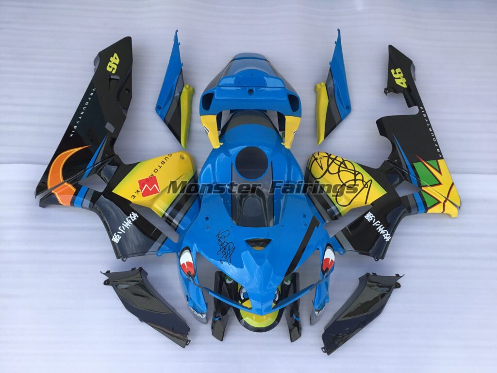 Honda CBR600RR 2005 - 2006 Blue Shark with Yellow ABS fairings - custom motorcycle bodywork kit by Monster Fairings