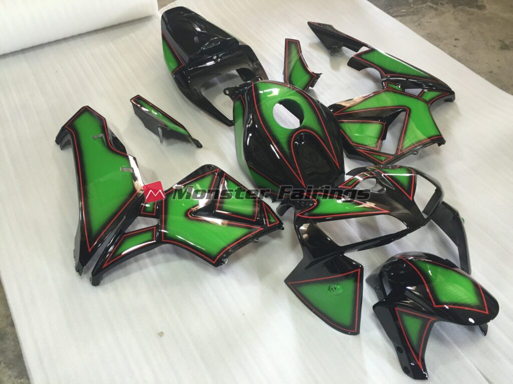 Green with Red Outline ABS fairings for Honda CBR600RR 2005 - 2006 - premium OEM fit kit by Monster Fairings