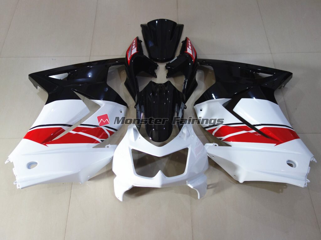 Kawasaki Ninja 250 2008 - 2013 Red Black and White ABS fairings - custom motorcycle bodywork kit by Monster Fairings