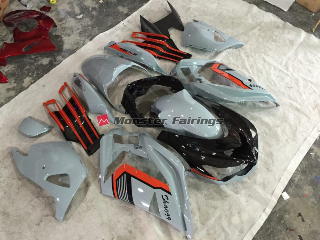 Nardo and Orange Shaggy ABS fairings for Kawasaki ZX6R 2013 - 2018 - premium OEM fit kit by Monster Fairings