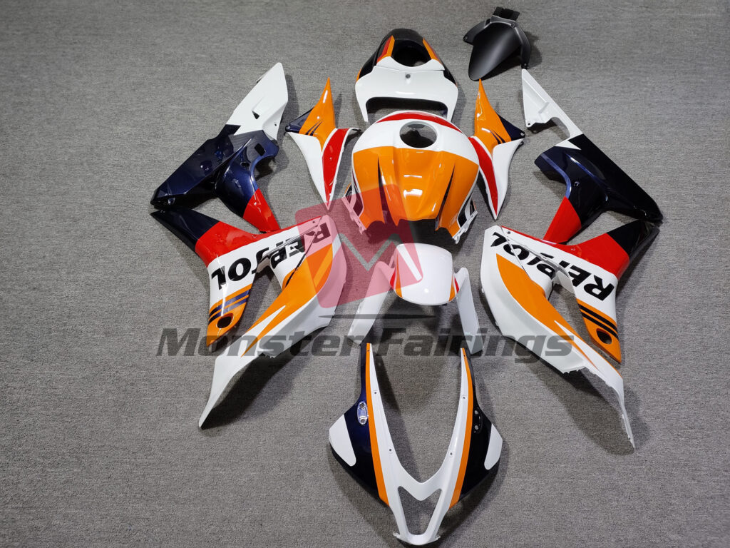 Honda CBR600RR 2007 - 2008 Gloss Custom White Repsol ABS fairings - custom motorcycle bodywork kit by Monster Fairings