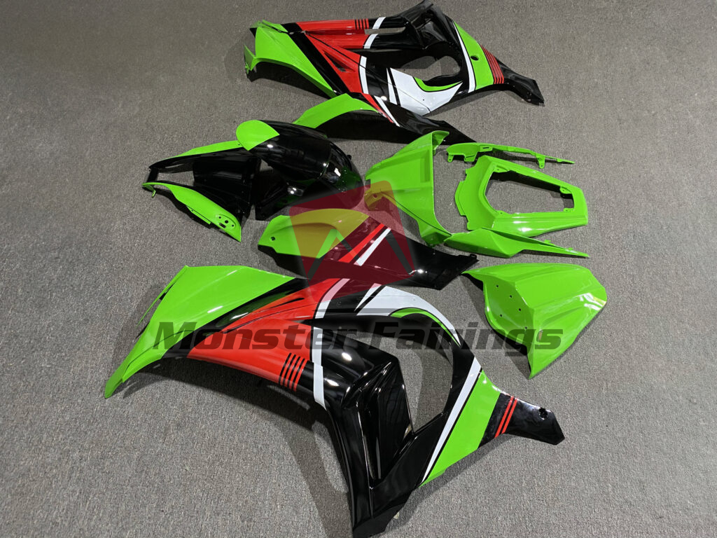Gloss Green & Black with Red & White ABS fairings for Kawasaki ZX10R 2011 - 2015 - premium OEM fit kit by Monster Fairings