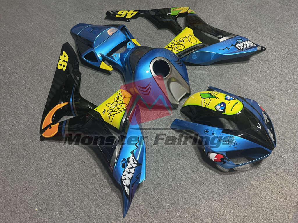 2006 - 2007 Honda CBR1000RR Gloss Blue Shark fairing set - ABS injection, custom painted by Monster Fairings