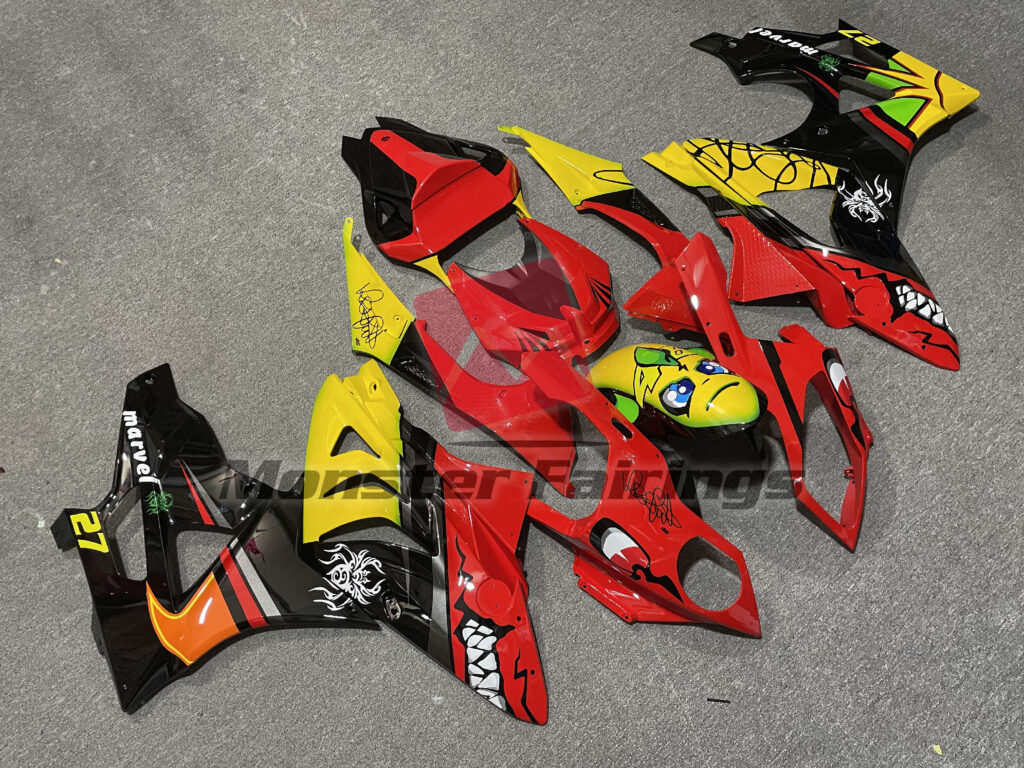 Gloss Red & Black with Yellow ABS fairings for BMW S1000RR 2009 - 2014 - premium OEM fit kit by Monster Fairings