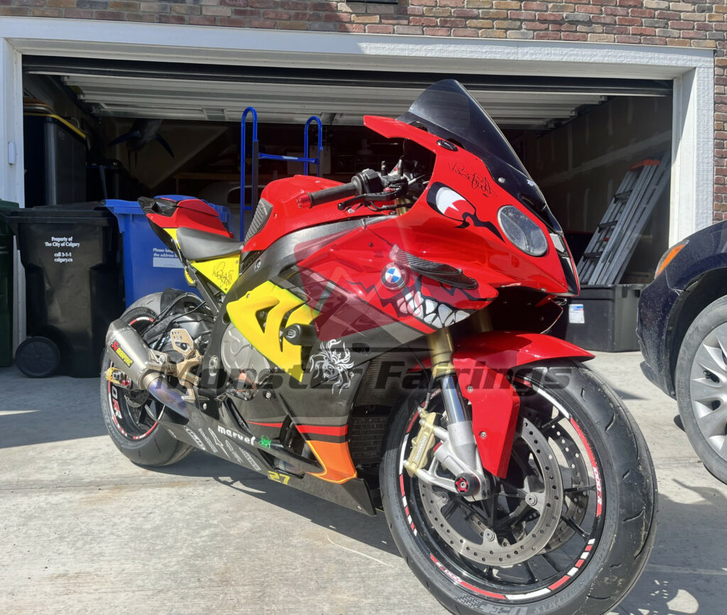 BMW S1000RR 2009 - 2014 ABS fairings, Gloss Red & Black with Yellow - high - quality motorcycle kit by Monster Fairings