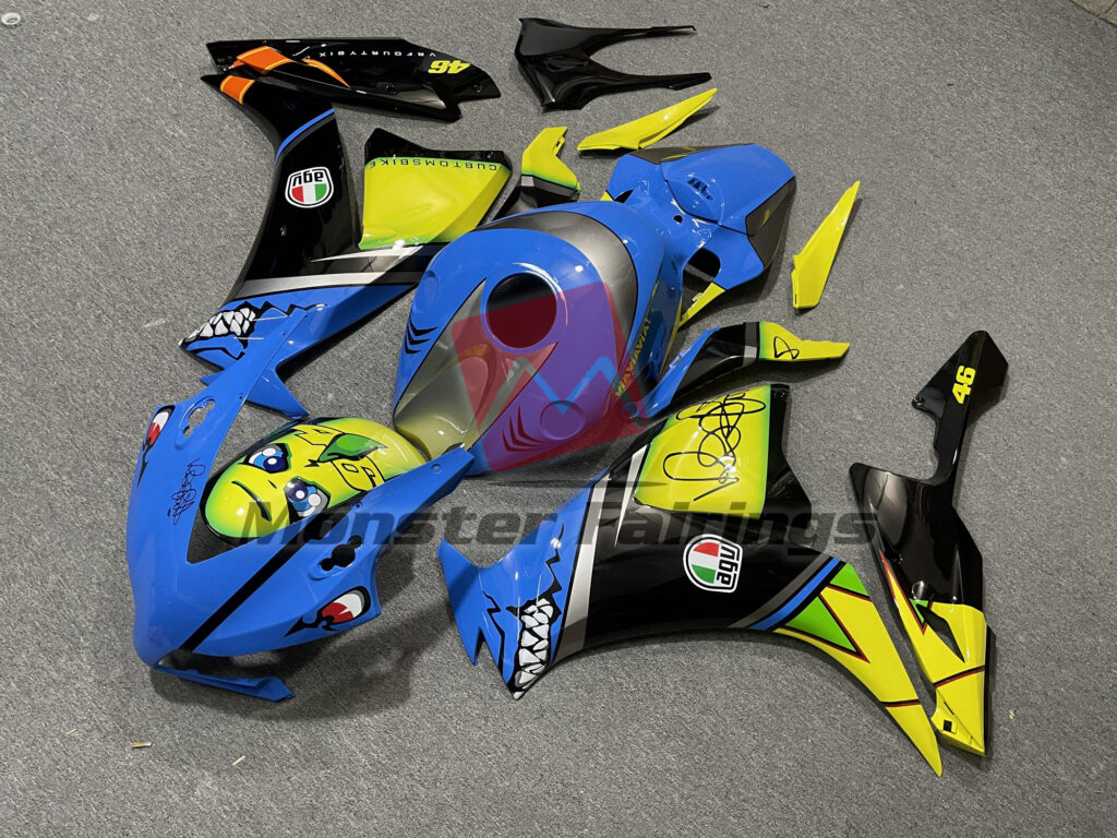 Honda CBR1000RR custom ABS fairings 2012 - 2016 in Blue Shark Teeth - durable replacement kit, Monster Fairings