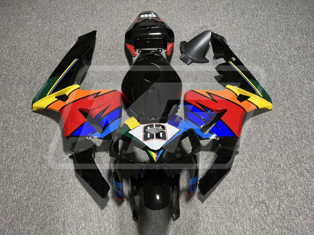 Honda CBR600RR 2005 - 2006 Gloss Black, Blue, Red, Orange & Yellow ABS fairings - custom motorcycle bodywork kit by Monster Fairings
