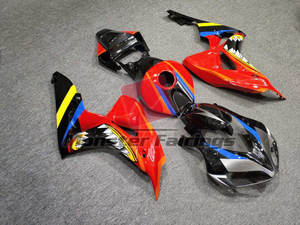 Gloss Red with Black Shark ABS fairings for Honda CBR1000RR 2006 - 2007 - premium OEM fit kit by Monster Fairings