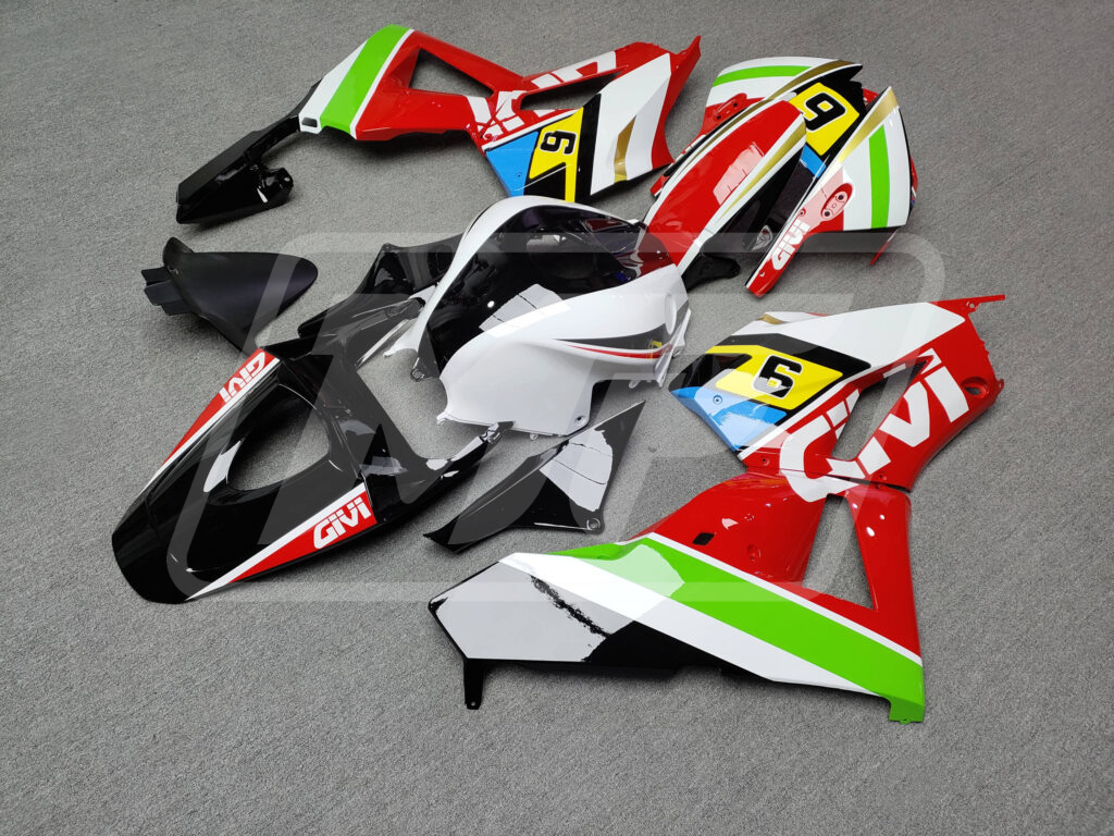 Gloss White & Black with Red & Green Givi ABS fairings for Honda CBR600RR 2013 - 2025 - premium OEM fit kit by Monster Fairings