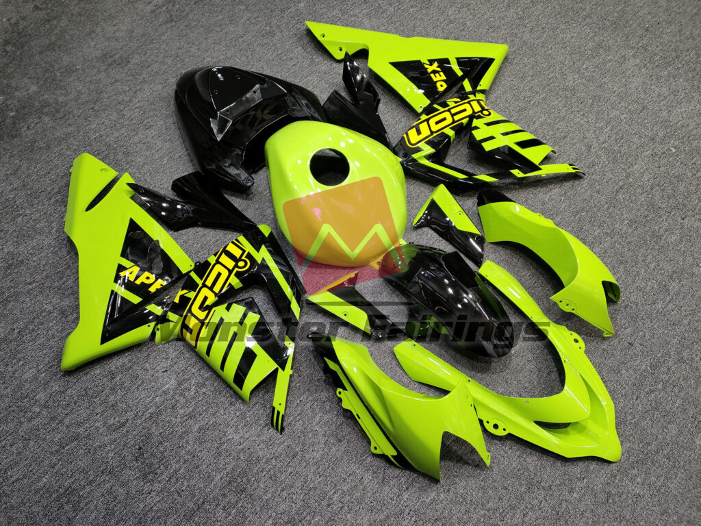 Kawasaki ZX10R custom ABS fairings 2004 - 2005 in Gloss High Viz Yellow & Black - durable replacement kit, Monster Fairings