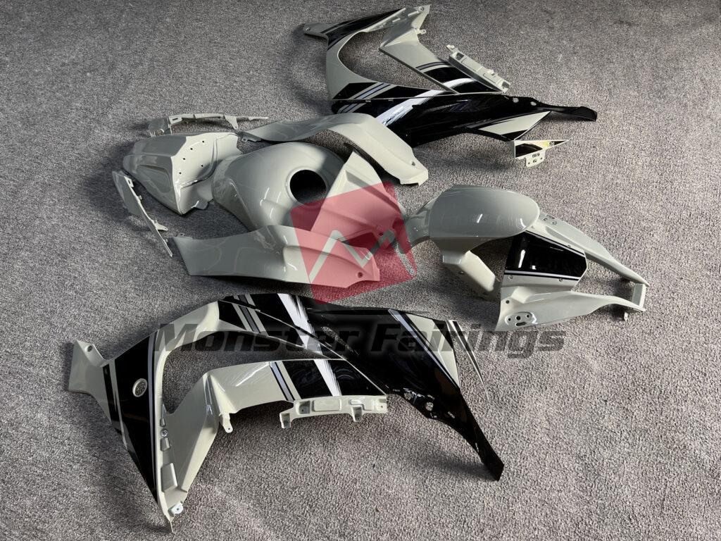 Kawasaki ZX10R custom ABS fairings 2011 - 2015 in Gloss Nardo Gray with Black & White - durable replacement kit, Monster Fairings