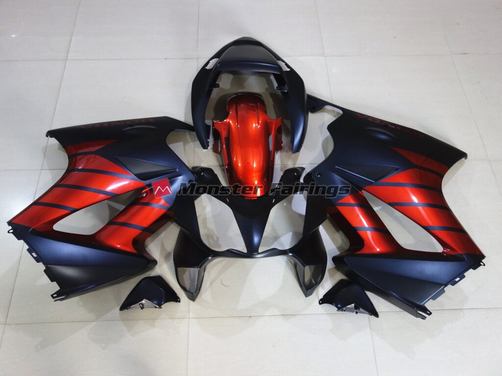 Honda VFR800 2002 - 2012 Red and Black ABS fairings - custom motorcycle bodywork kit by Monster Fairings