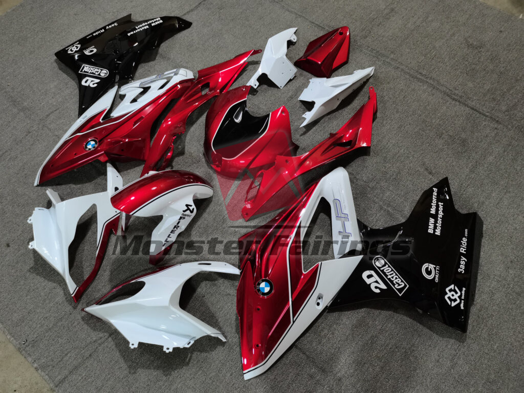 BMW S1000RR custom ABS fairings 2017 - 2018 in Vibrant Red and Black - durable replacement kit, Monster Fairings