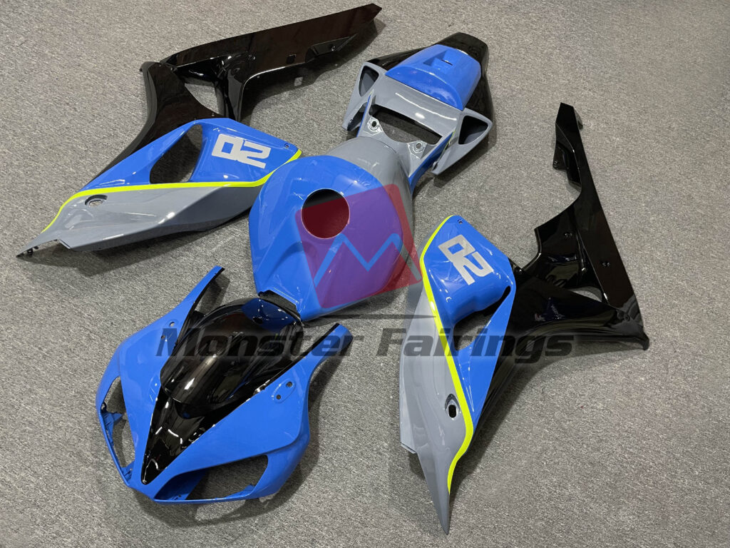 Honda CBR1000RR custom ABS fairings 2006 - 2007 in Gloss Blue, Black & Grey - durable replacement kit, Monster Fairings
