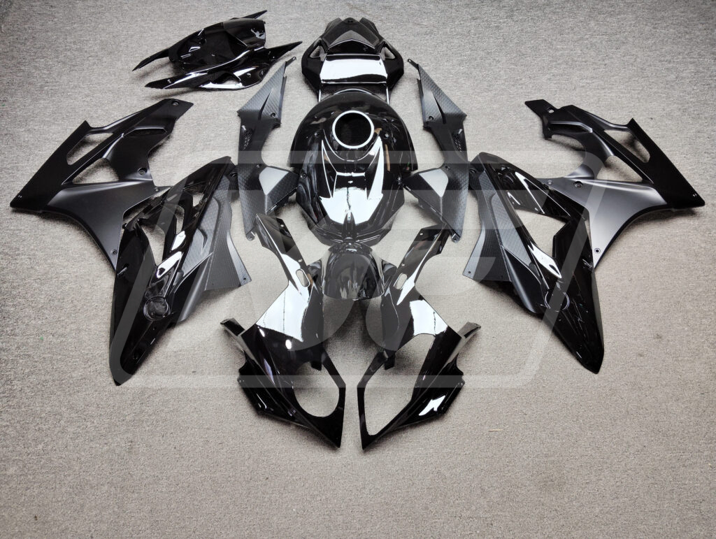 BMW S1000RR 2009 - 2014 Gloss & Matte Black ABS fairings - custom motorcycle bodywork kit by Monster Fairings