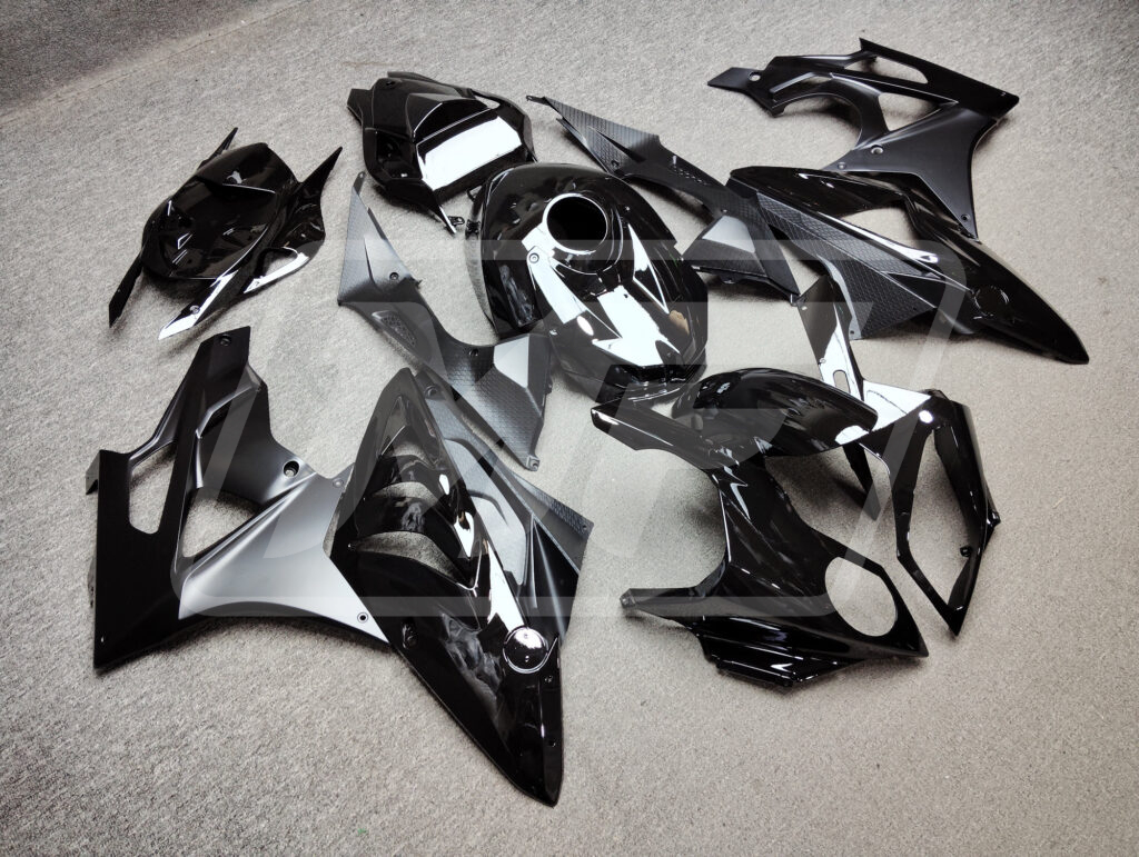 2009 - 2014 BMW S1000RR Gloss & Matte Black fairing set - ABS injection, custom painted by Monster Fairings