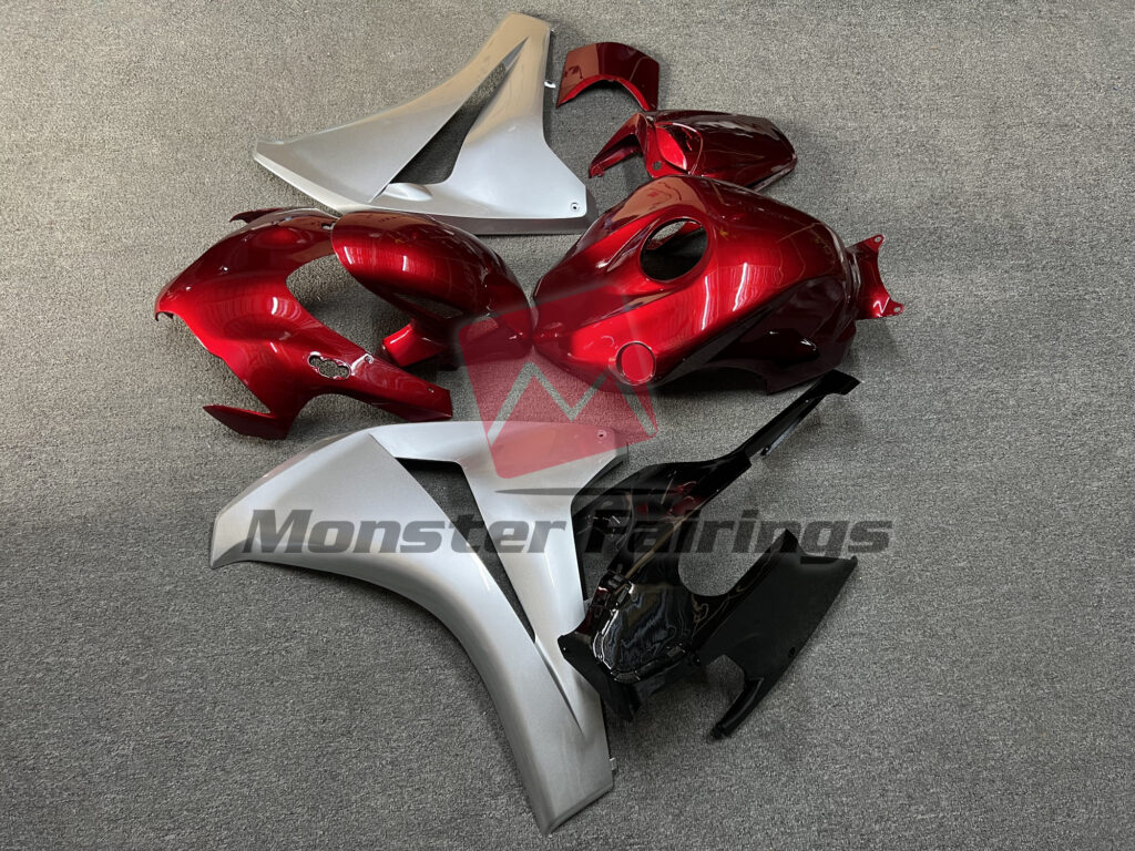 Honda CBR1000RR custom ABS fairings 2008 - 2011 in Gloss Silver & Candy Red - durable replacement kit, Monster Fairings