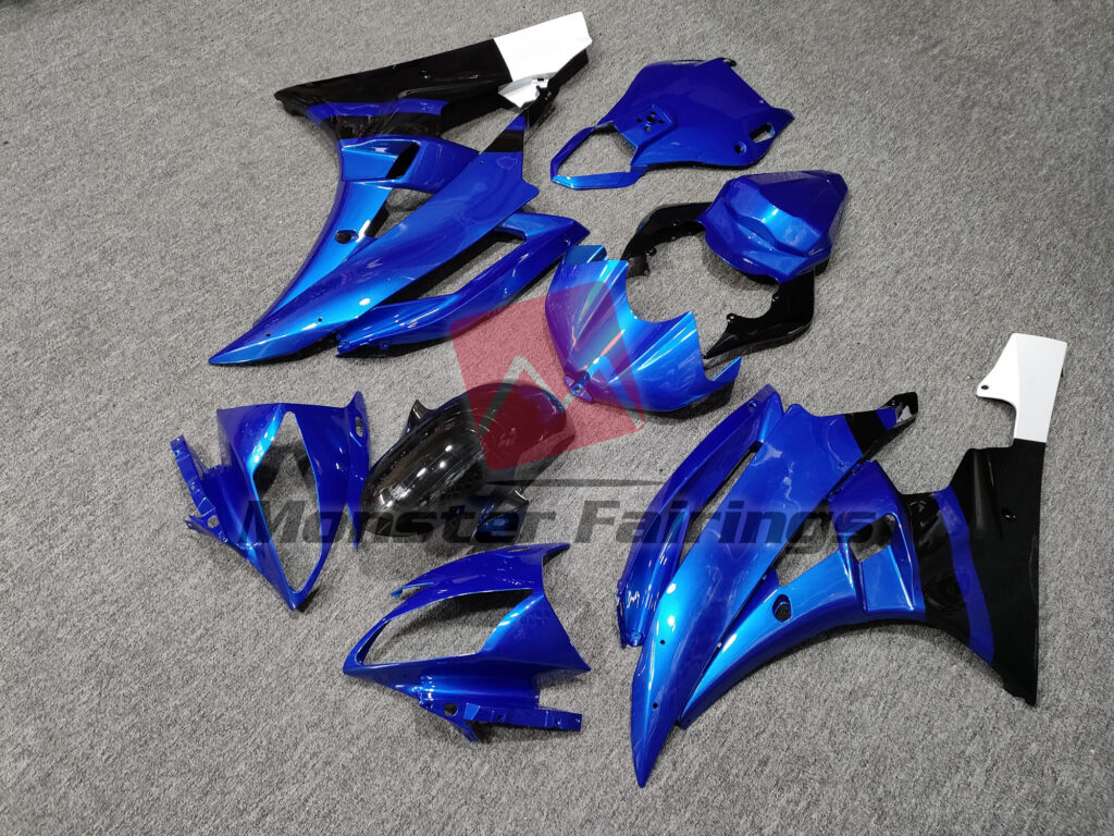 Yamaha R6 custom ABS fairings 2006 - 2007 in Gloss Blue with Black - durable replacement kit, Monster Fairings