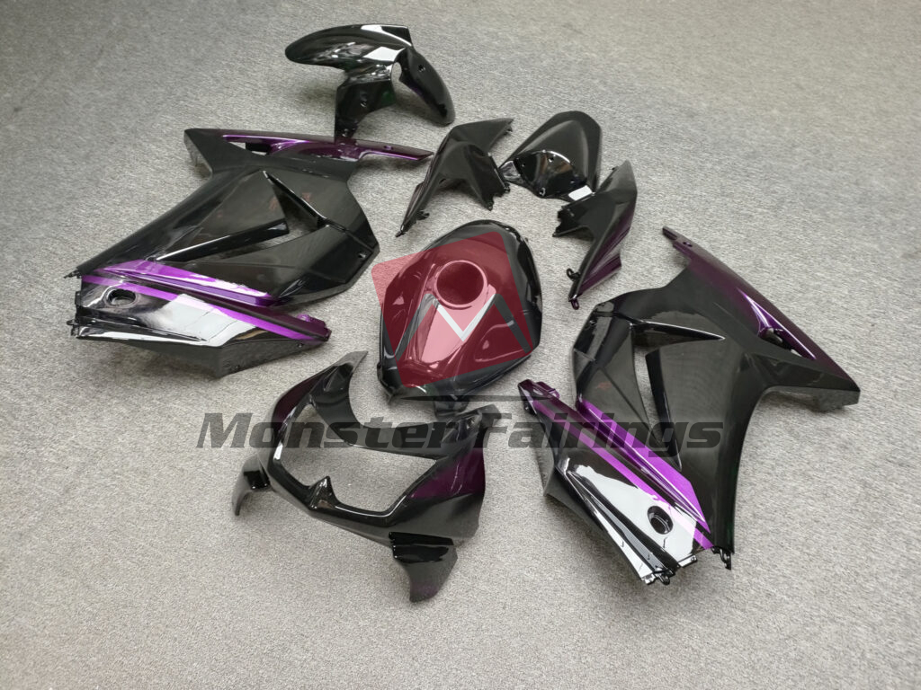 Gloss Black with Purple ABS fairings for Kawasaki Ninja 250 2008 - 2013 - premium OEM fit kit by Monster Fairings