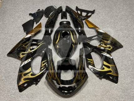 (IN STOCK) Yamaha YZF600 1998-2007 Gloss Black with Gold ABS Fairings | Monster Fairings