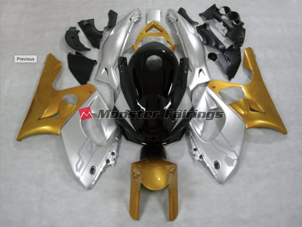 Yamaha YZF600 1998 - 2007 Gold and Silver Gloss ABS fairings - custom motorcycle bodywork kit by Monster Fairings