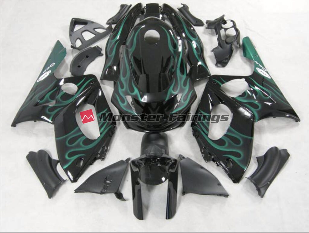 Yamaha YZF600 1998 - 2007 Emerald Green Flame ABS fairings - custom motorcycle bodywork kit by Monster Fairings