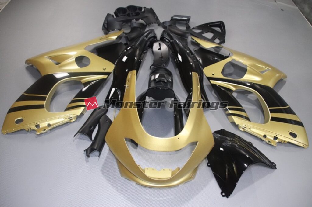 Yamaha YZF600 1998 - 2007 Gloss Gold and Black ABS fairings - custom motorcycle bodywork kit by Monster Fairings