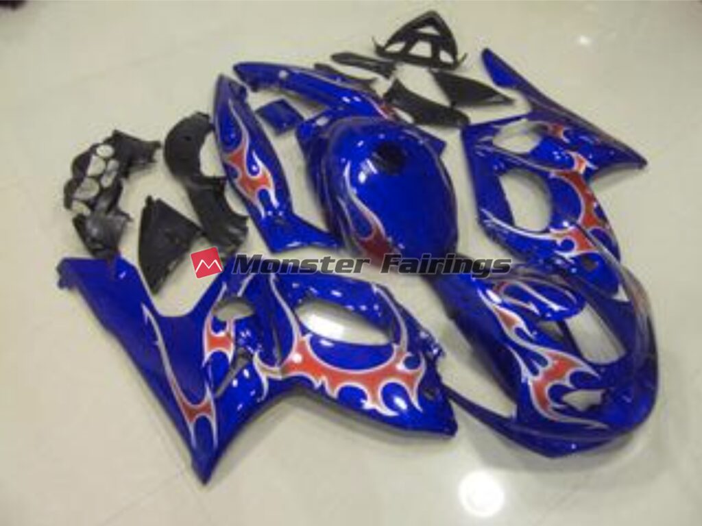 Yamaha YZF600 1998 - 2007 Blue, Red and Silver Gloss ABS fairings - custom motorcycle bodywork kit by Monster Fairings