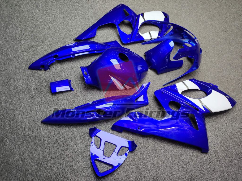 1998 - 2007 Yamaha YZF600 Gloss Blue & White fairing set - ABS injection, custom painted by Monster Fairings