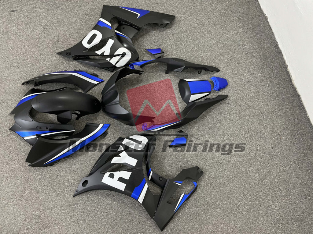 2017 - 2025 Suzuki GSXR Matte Black with Blue fairing set - ABS injection, custom painted by Monster Fairings