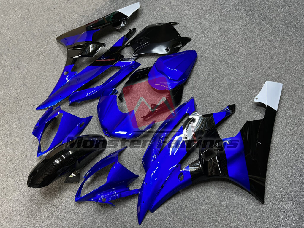 Yamaha R6 custom ABS fairings 2006 - 2007 in Gloss Blue & Black - durable replacement kit, Monster Fairings