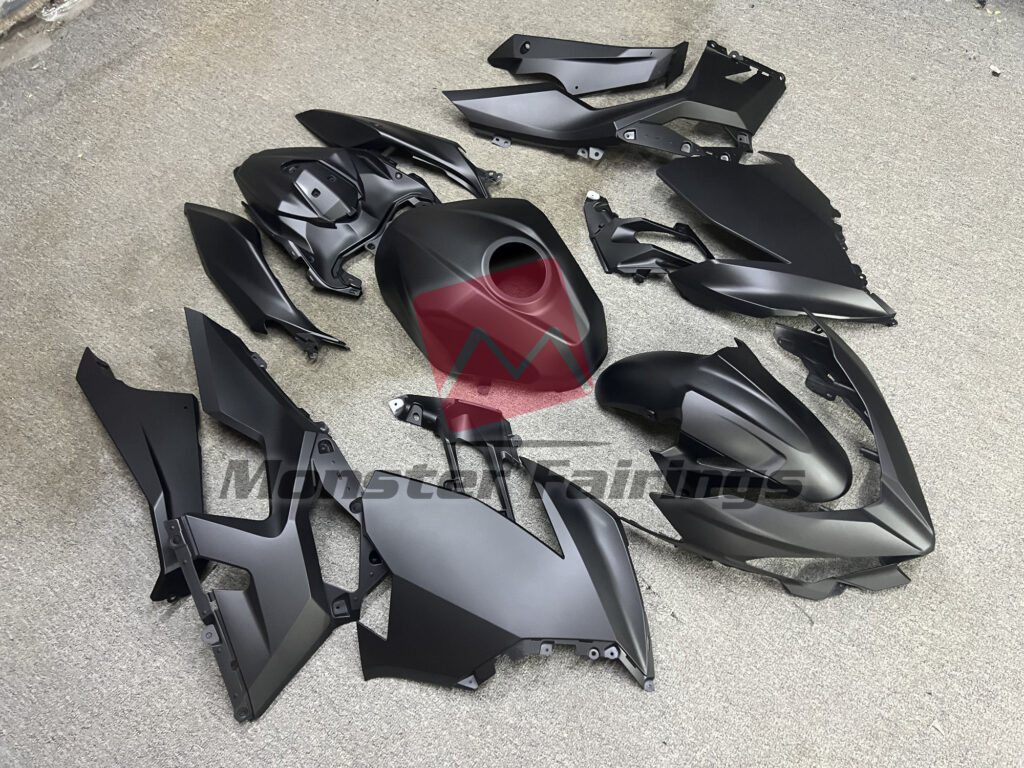 Kawasaki Ninja 400 custom ABS fairings 2018 - 2024 in Matte Black - durable replacement kit, Monster Fairings