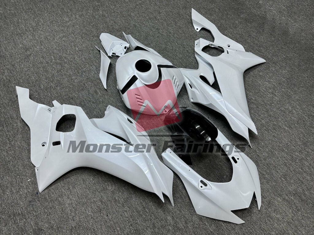 Yamaha R6 custom ABS fairings 2017 - 2022 in Pearl White - durable replacement kit, Monster Fairings