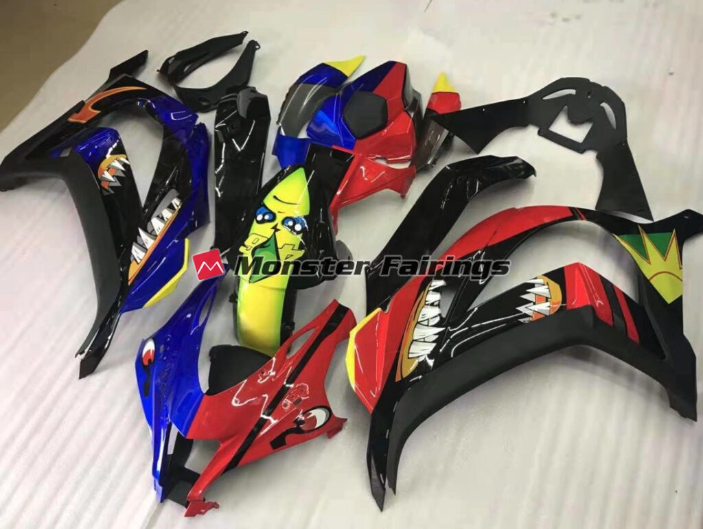 Kawasaki ZX10R 2016 - 2020 Sharp Red and Blue ABS fairings - custom motorcycle bodywork kit by Monster Fairings