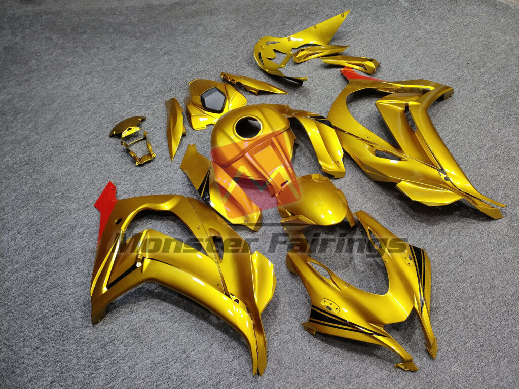 Gloss Gold with Black & Red ABS fairings for Kawasaki ZX10R 2016 - 2020 - premium OEM fit kit by Monster Fairings