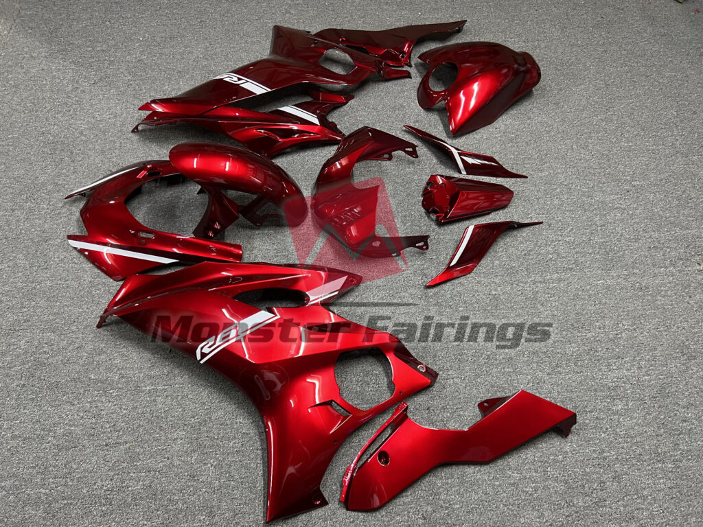 Yamaha R6 custom ABS fairings 2017 - 2022 in Candy Apple Red - durable replacement kit, Monster Fairings