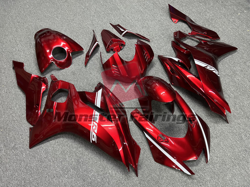 2017 - 2022 Yamaha R6 Candy Apple Red fairing set - ABS injection, custom painted by Monster Fairings